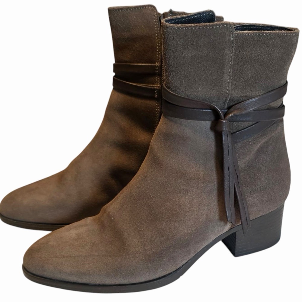 Overland Reveal Suede Ankle Boots‎ Womens EU 38 Taupe Leather Wrap Tassel